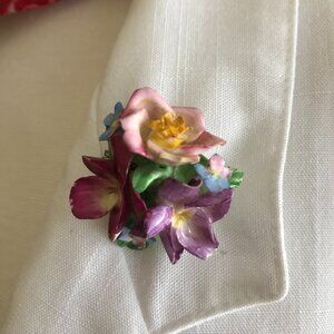 Vintage Porcelain Floral Brooch